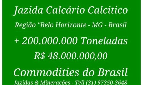 Jazida de Calcário Calcítico – MG – Brasil