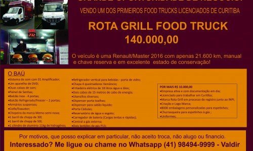 OPORTUNIDADE ROTA GRILL FOOD TRUCK À VENDA