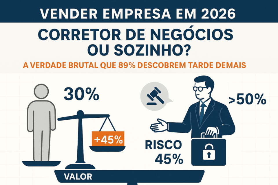 Vender Empresa em 2026: Corretor de Negócios ou Sozinho? A Verdade Brutal que 89% Descobrem Tarde Demais