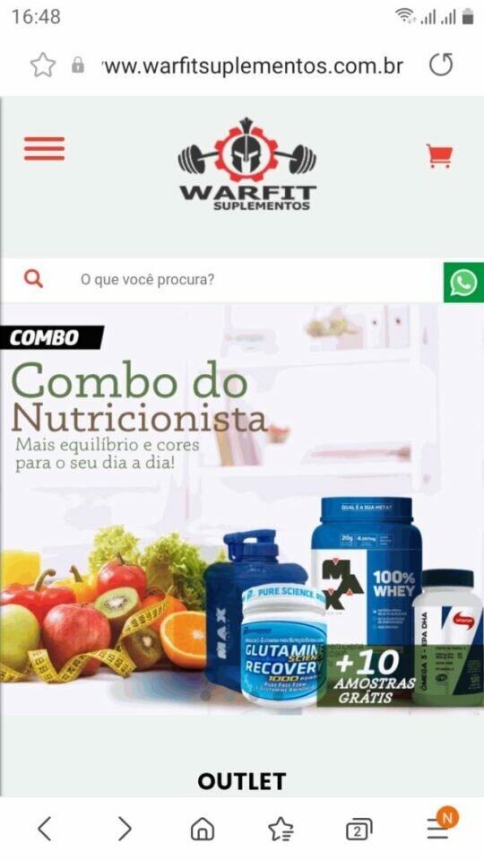 Vendo loja on-line de suplementos alimentares