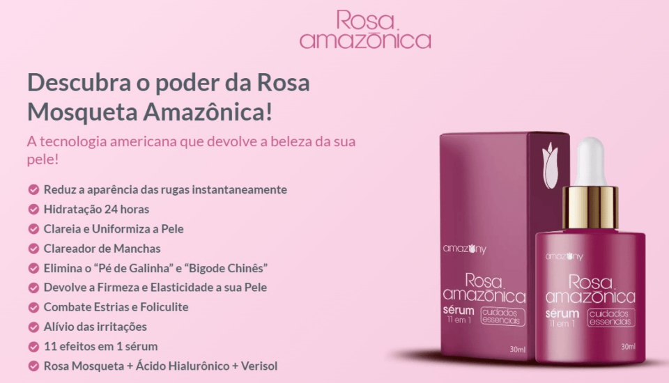 Experimente o segredo para uma pele jovem e bonita com Rosa Amazonica