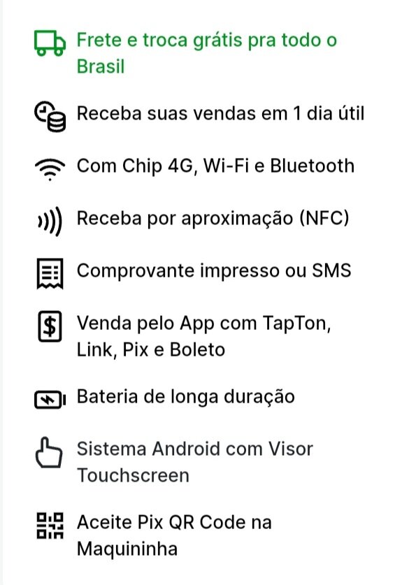 Maquininha de cartão Ton T3 smart com 2 baterias/Qrcode e touch-screen