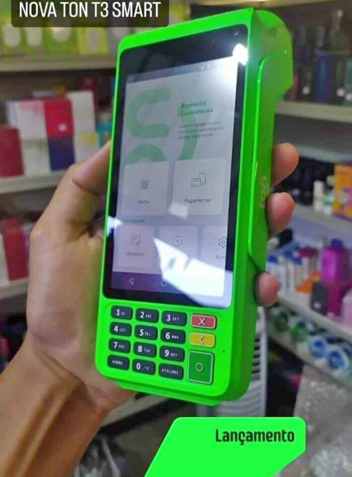 Maquininha de cartão Ton T3 smart com 2 baterias/Qrcode e touch-screen