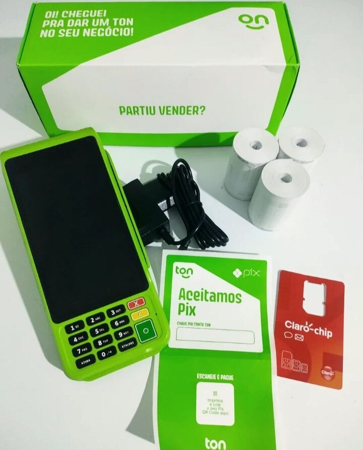 Maquininha de cartão Ton T3 smart com 2 baterias/Qrcode e touch-screen