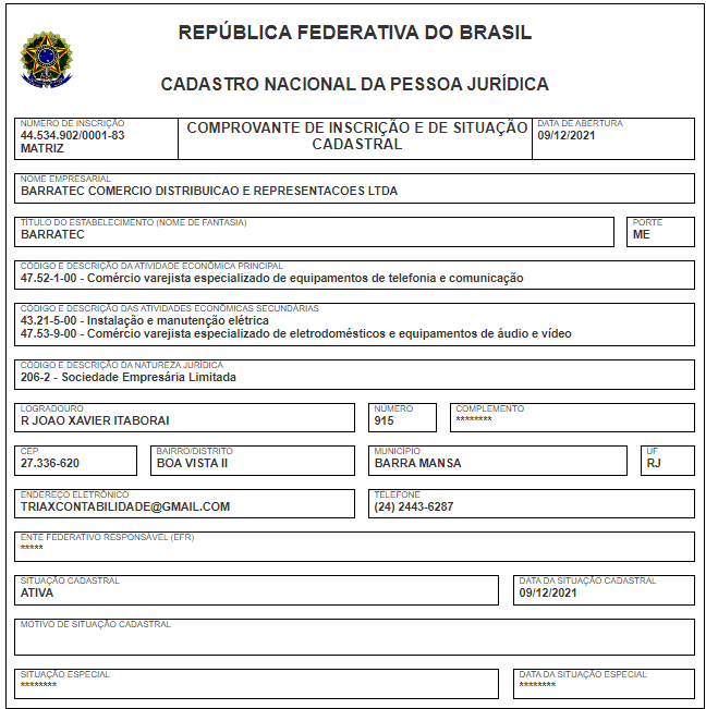 Vendo Cnpj Ramo de Eletrodomesticos E Eletronicos