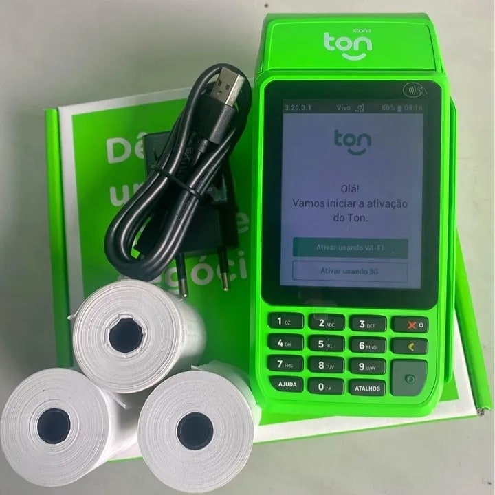 Maquininha de cartão Ton T3 com 2 baterias/Qrcode/touch-screen sem aluguel