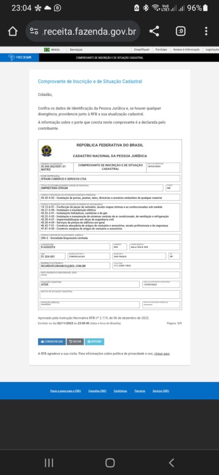 Vendo Cnpj de 20 anos LTDA unipessoal no Ramo de Construção Civil e reforma