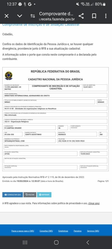 Venda do cnpj da igreja para montar Ongs e outras coisas