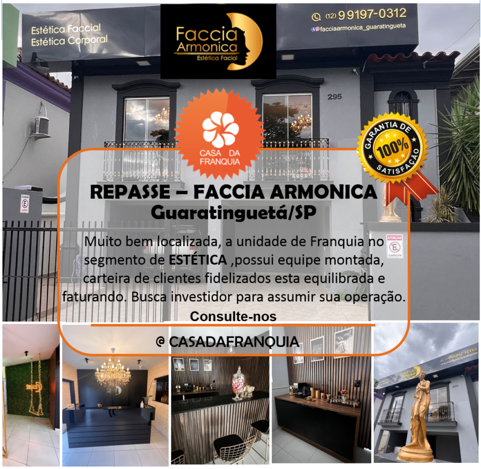 REPASSE – FACCIA ARMONICA – GUARATINGUETÁ/SP – Muito bem consolidada