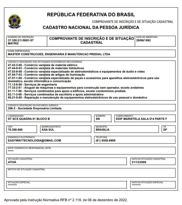 Vendo CNPJ em atividade por 19 anos para construção e licitação