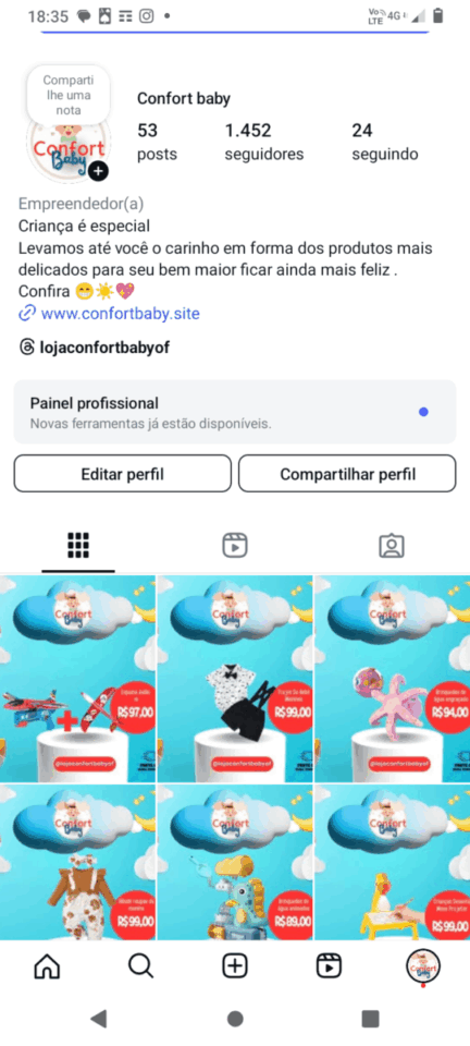 Loja de artigos infantis faturando muito