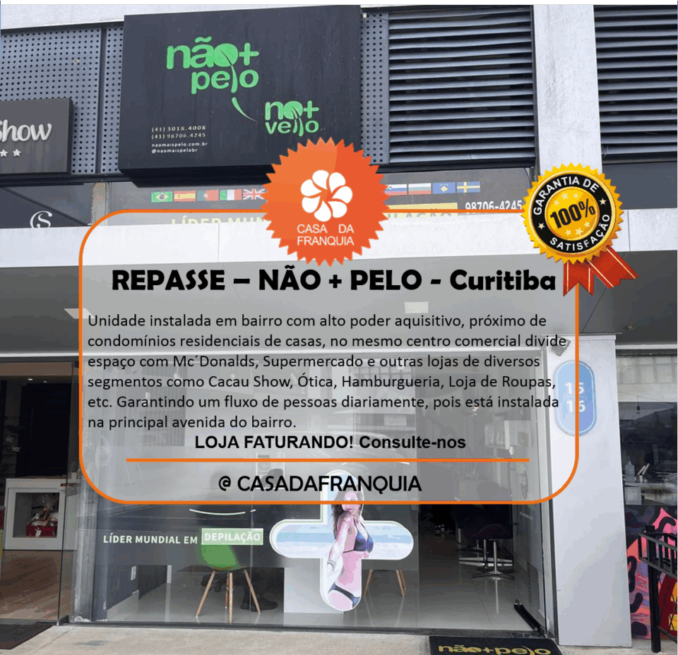 📣 REPASSE DE FRANQUIA — NÃOPELO  CURITIBA – PR 📣