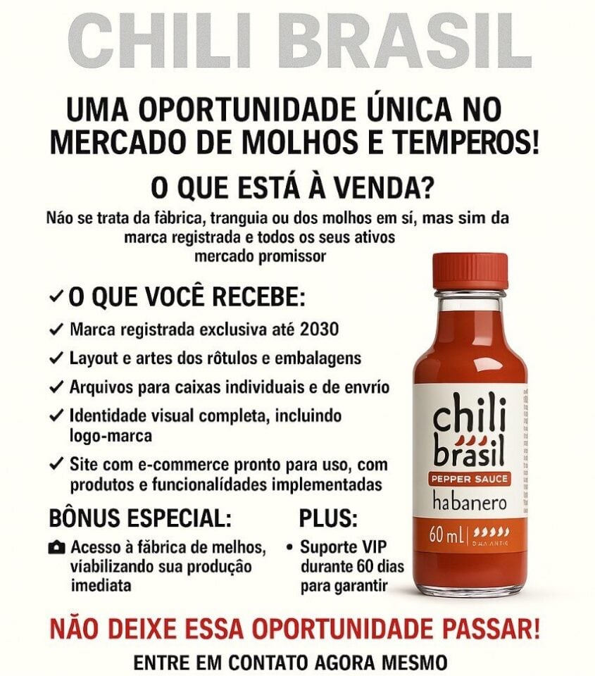 Marca de molhos e temperos pronta para operar