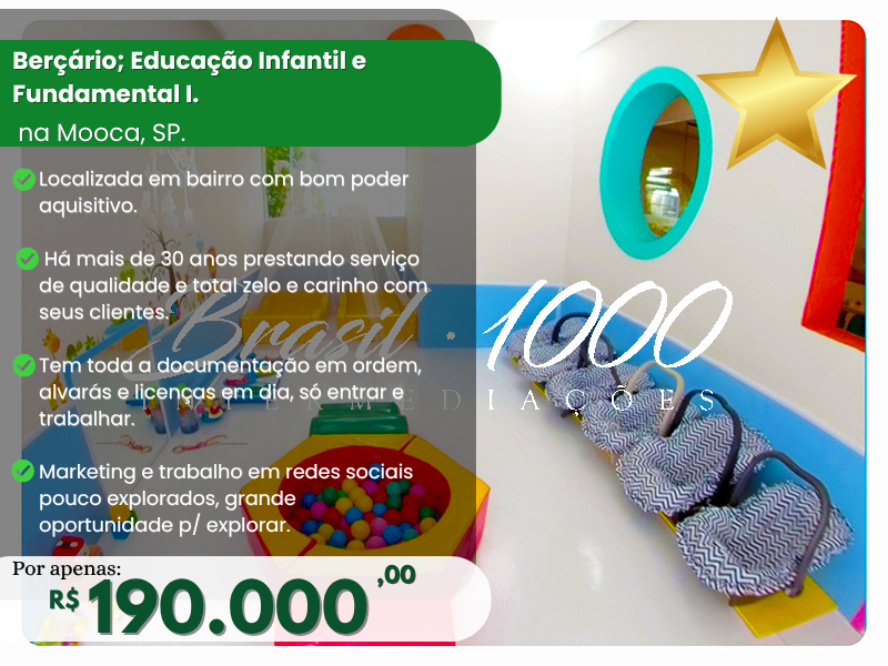 Berçário, Educação Infantil e Fundamental I, na região da Mooca, São Paulo,