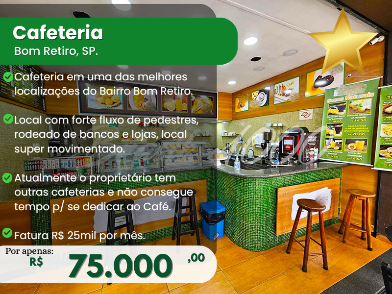 Cafeteria no Bom Retiro, SP Cod 112927