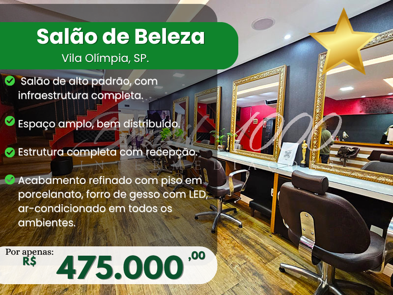 Salão de Beleza na Vila Olímpia, SP Cod 113522