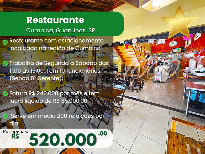 Restaurante em Cumbica, Guarulhos, SP Cod 113537