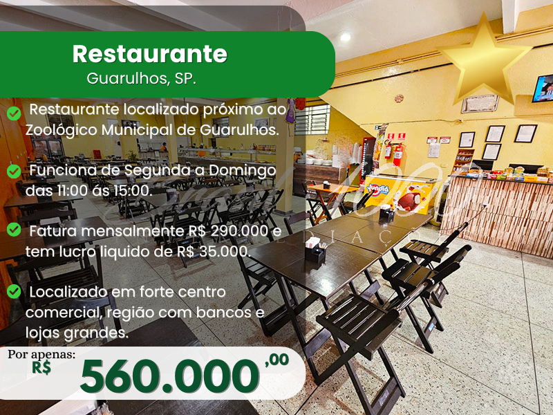Restaurante em Guarulhos, SP Cod 113544