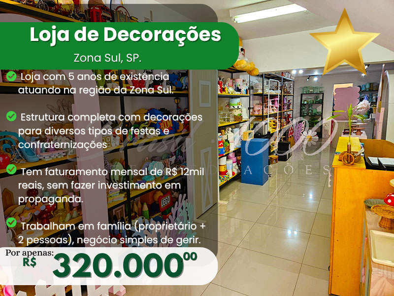 Loja de Decorações na Zona Sul, SP Cod 113602