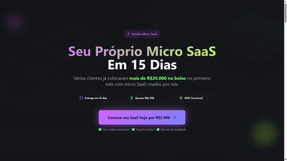 Empresa de Criação de Micro SaaS 100 Online