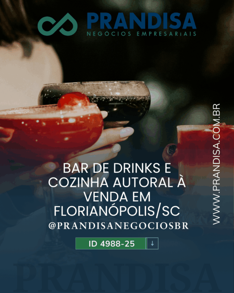 Bar de drinks e cozinha autoral à venda em Florianópolis – SC
