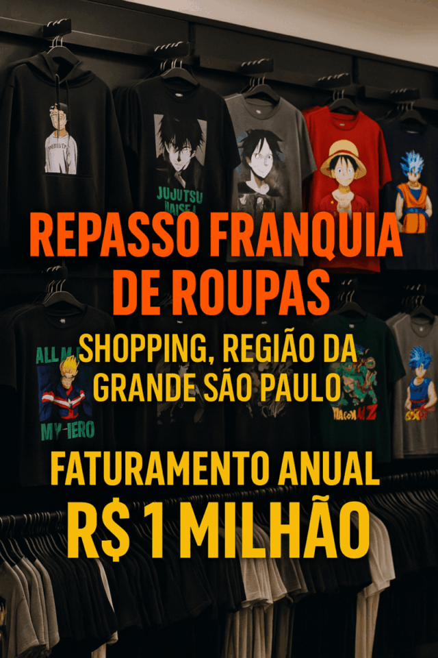 ÓTIMA OPORTUNIDADE DE NEGÓCIO LOJA DE ROUPAS LUCRO LÍQUIDO 16000