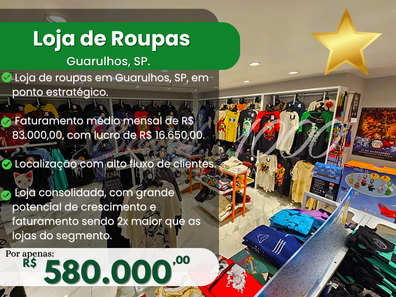 Loja de Roupas em Guarulhos, SP Cod 113822