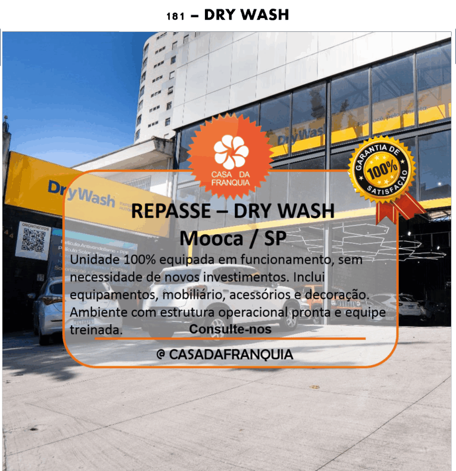 🚗 REPASSE DE FRANQUIA – DRYWASH MOOCA / SP