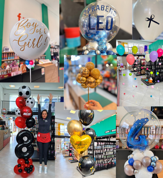 Estoque de Artigos de Festa e Estrutura para fazer Balões Personalizados