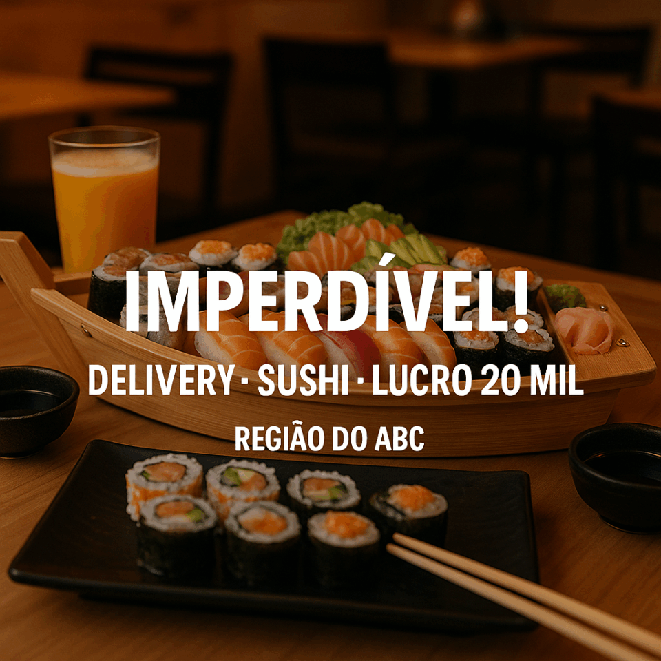EXCELENTE OPORTUNIDADE DE NEGÓCIO DELIVERY DE SUSHI LUCRO 20000 ABC