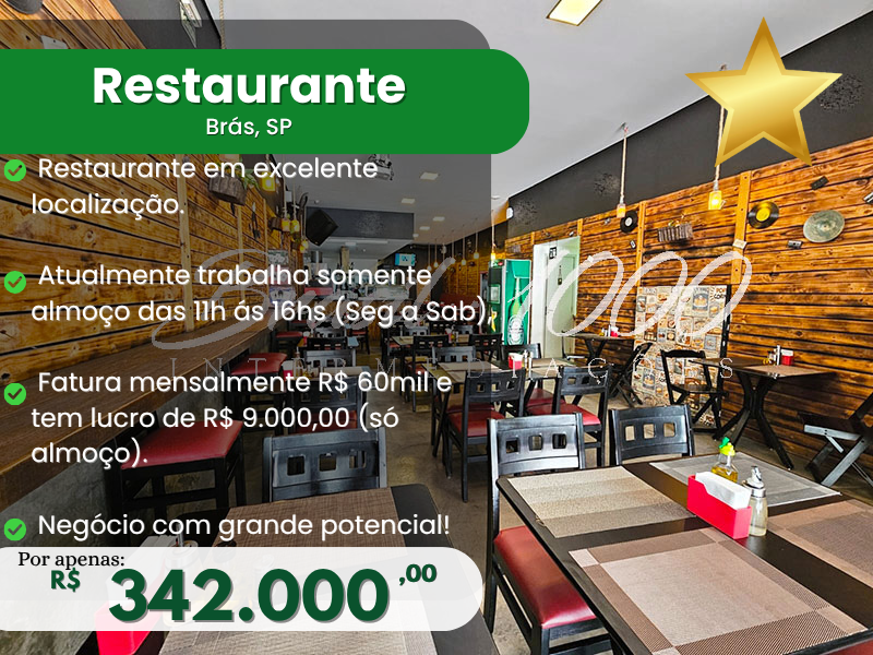 Restaurante no Brás, SP Cod 113945