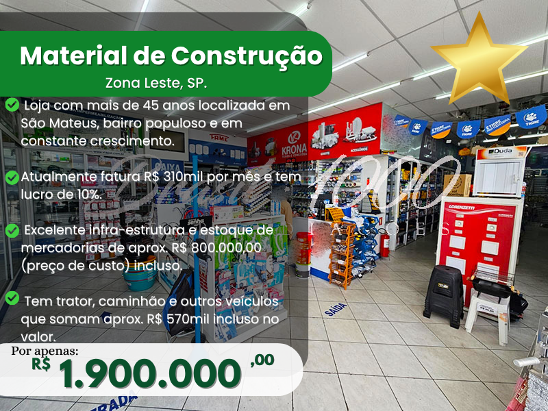 Material de Construção na Zona Leste, SP Cod 113991
