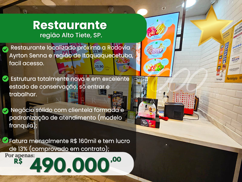Restaurante na região Alto Tiete, SP Cod 114096
