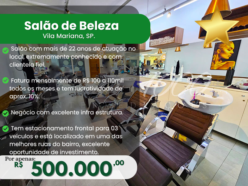 Salão de Beleza na Vila Mariana, SP  Cod 114102