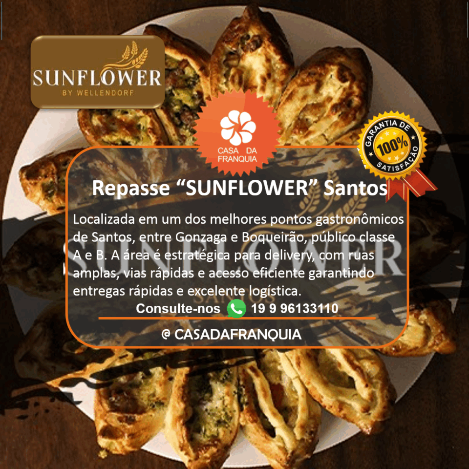 📣 REPASSE — FRANQUIA SUNFLOWER BY WELLENDORF – DELIVERY – SANTOS/SP