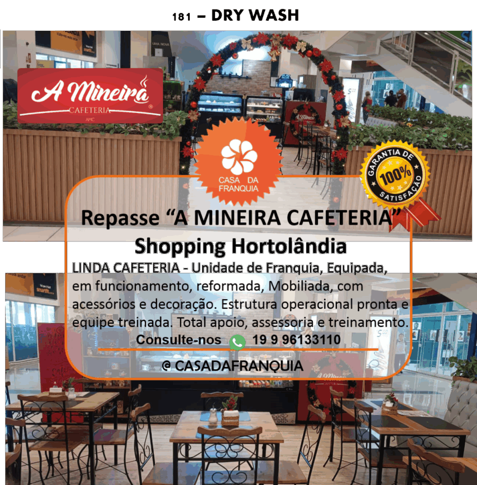 📣 REPASSE DE UNIDADE – A MINEIRA CAFETERIA – SHOPPING HORTOLÂNDIA 📣