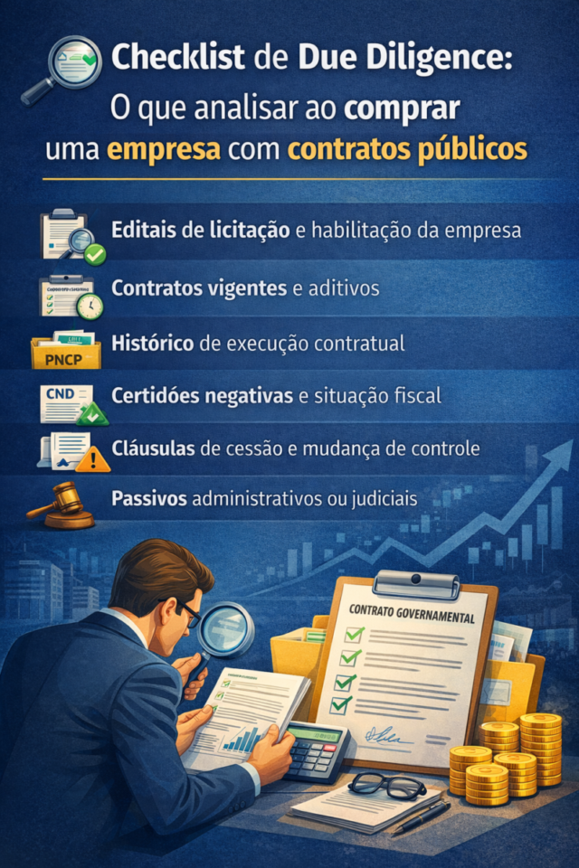 Checklist de due diligence ao comprar empresa com contrato governamental ativo em 2026