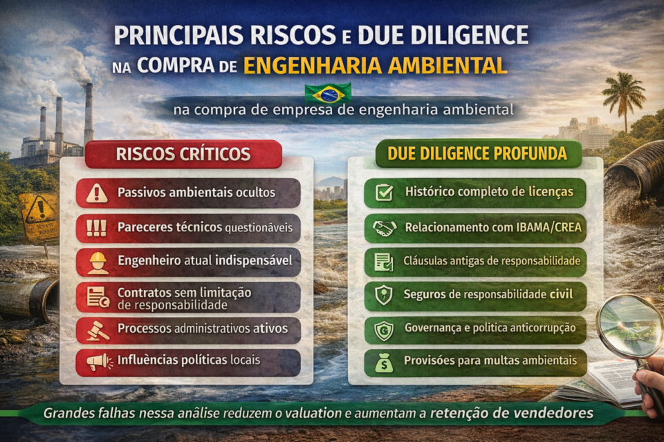 Principais riscos e pontos de due diligence ao comprar uma empresa de engenharia ambiental no Brasil em 2026