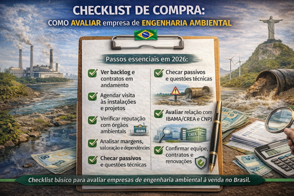 Checklist de compra para avaliar empresa de engenharia ambiental à venda no Brasil em 2026
