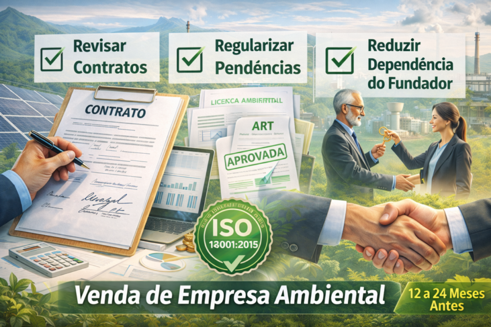 Preparação para vender empresa de engenharia ambiental em 2026 com revisão de contratos, regularização de licenças e redução da dependência do fundador