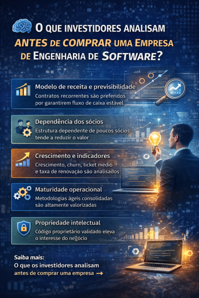 O que investidores analisam antes de comprar uma empresa de engenharia de software no Brasil