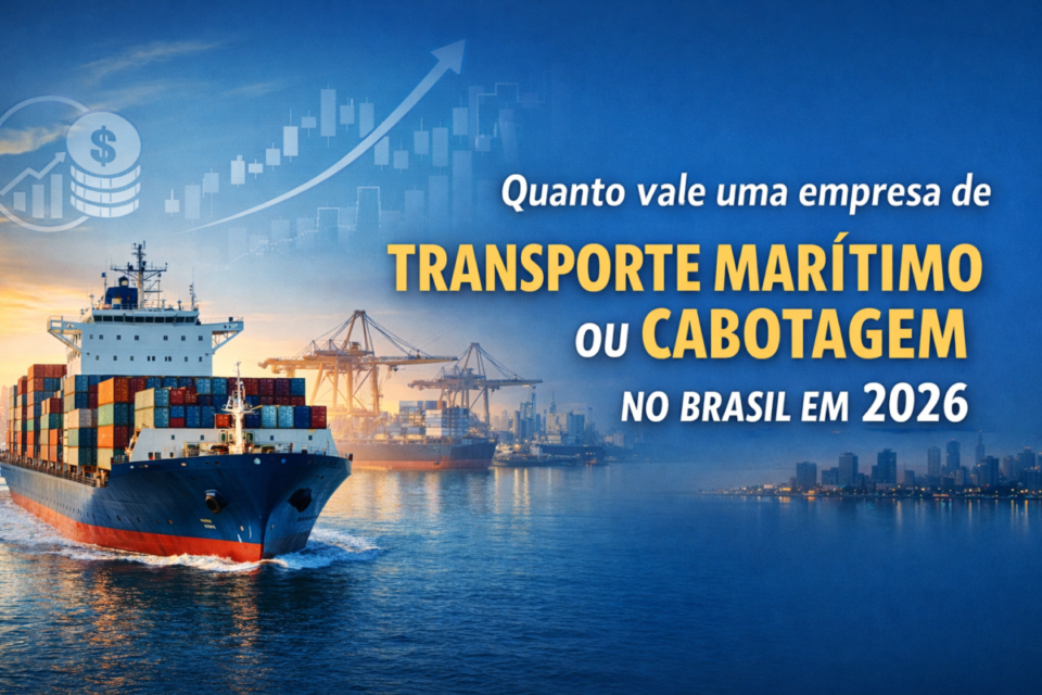 Mapa do Brasil com rotas de cabotagem e navios de contêineres ilustrando o crescimento do transporte marítimo no Brasil em 2026