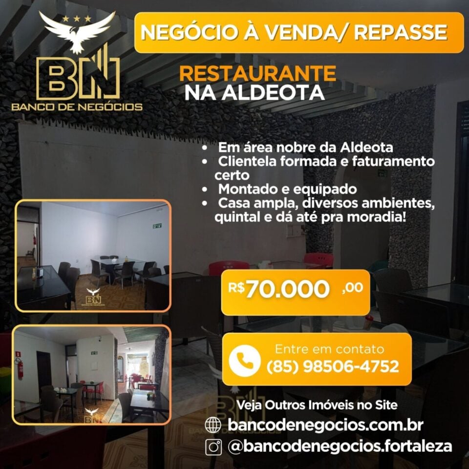Restaurante na Aldeota R 70 mil c/ tudo dentro