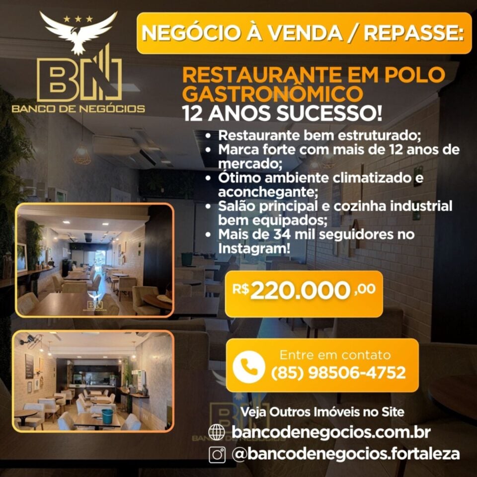 Restaurante em Polo Gastronômico 12 anos Sucesso