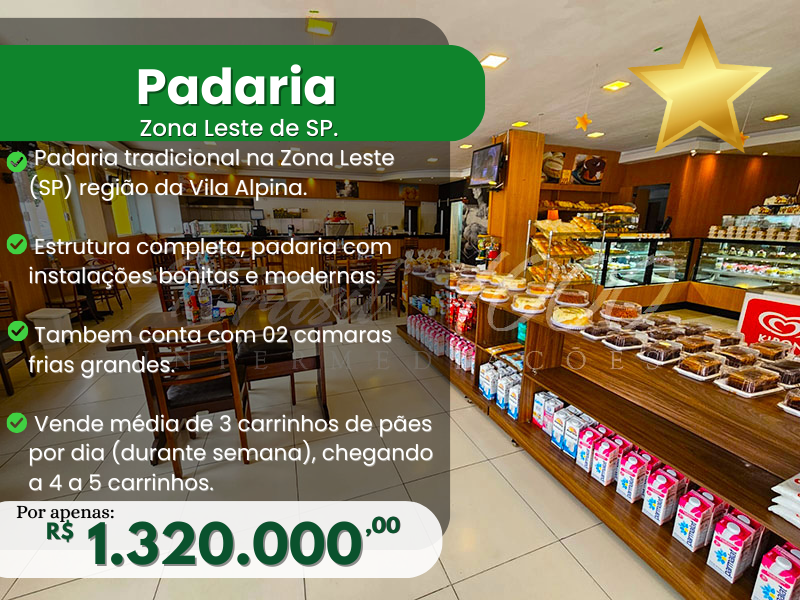 Padaria na Zona Leste de SP Cod 114231