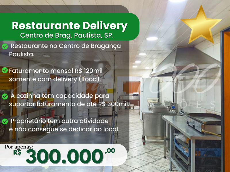 Restaurante Delivery no Centro de Brag Paulista, SP  Cod 114278