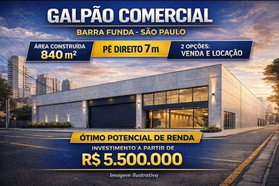 EXCELENTE OPORTUNIDADE  GALPÃO COMERCIAL ZONA OESTE DE SÃO PAULO