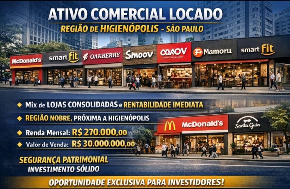 ATIVO COMERCIAL LOCADO – REGIÃO DE HIGIENÓPOLIS, SÃO PAULO