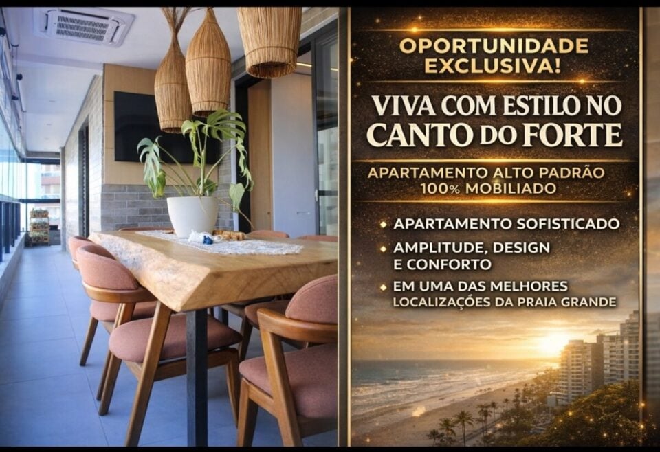 LINDÍSSIMO E SOFISTICADO APARTAMENTO TOTALMENTE MOBILIADO LITORAL SUL DE SP