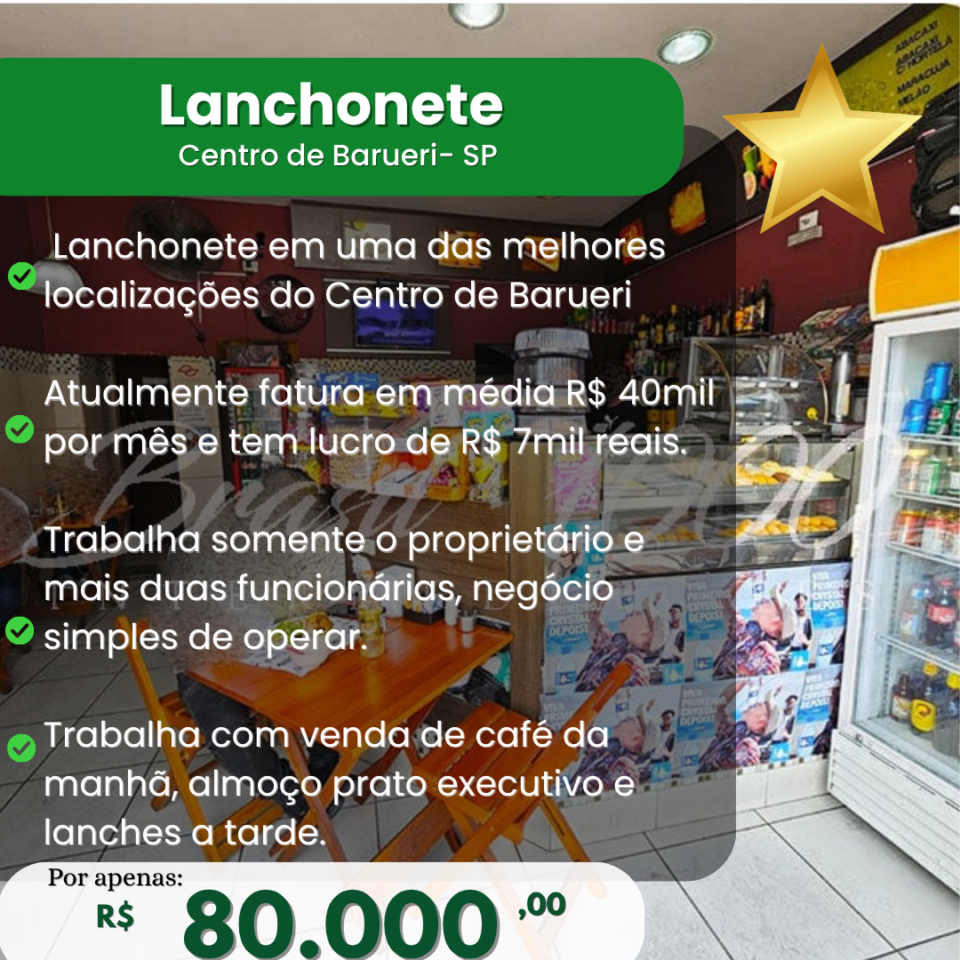 Lanchonete no Centro de Barueri, SP Cod 113769